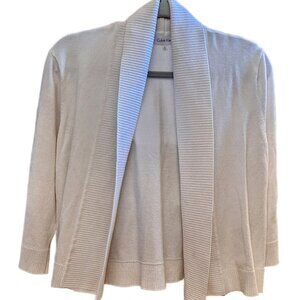 Women’s Size L Calvin Klein ¾ Sleeve Shrug White Ribbed Cardigan Perfect